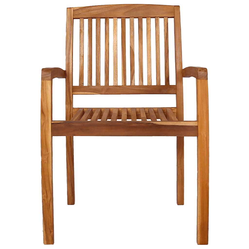 Stacking Garden Dining Chairs 2 pcs Solid Teak Wood