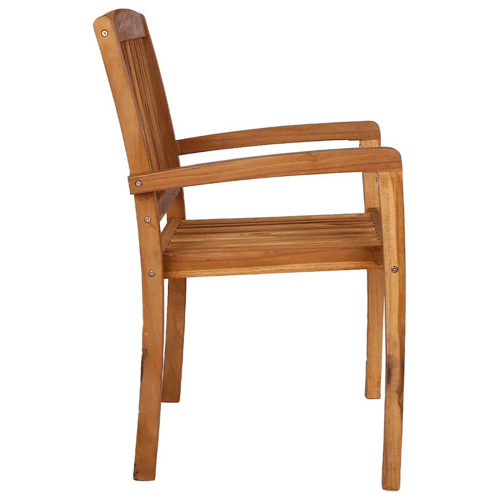 Stacking Garden Dining Chairs 2 pcs Solid Teak Wood