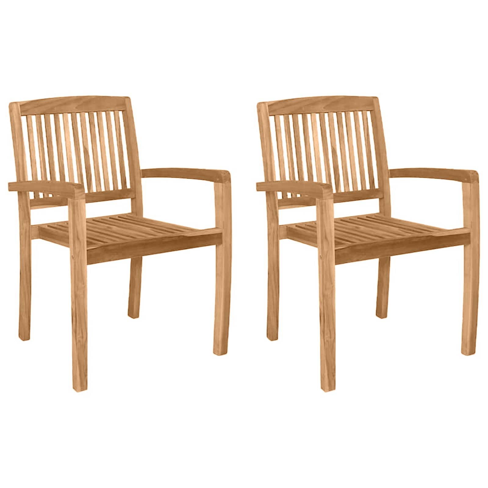 Stacking Garden Dining Chairs 2 pcs Solid Teak Wood