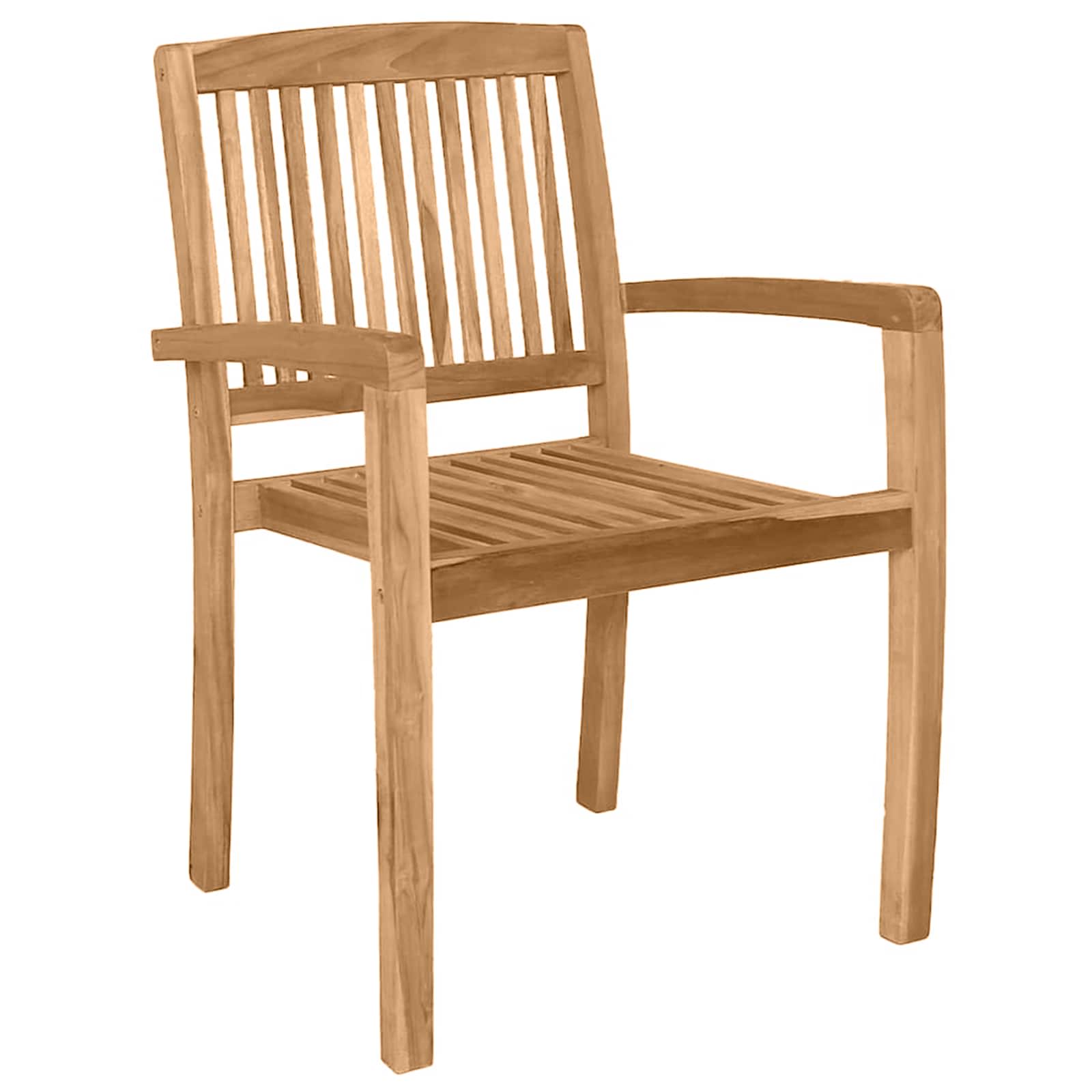 Stacking Garden Dining Chairs 2 pcs Solid Teak Wood
