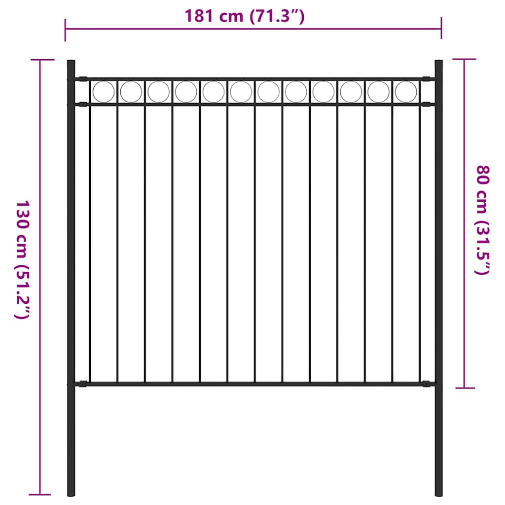 Garden Fence ASSEN Steel 1.7x0.8 m Black