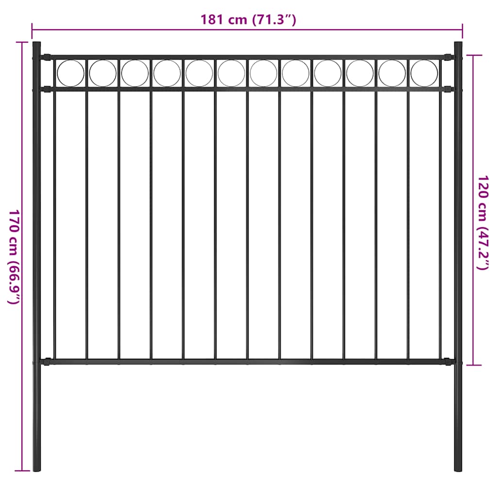 Garden Fence Steel 1.81x1.2 m Black