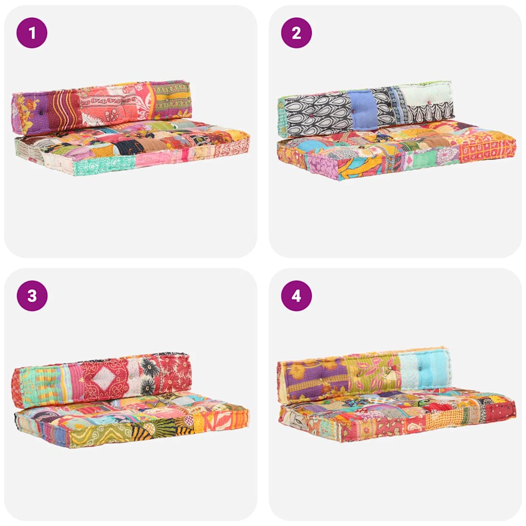 Pallet Sofa Cushion Multicolour Fabric Patchwork