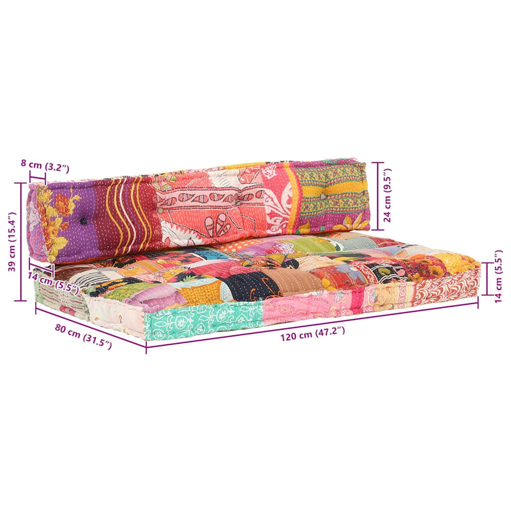 Pallet Sofa Cushion Multicolour Fabric Patchwork