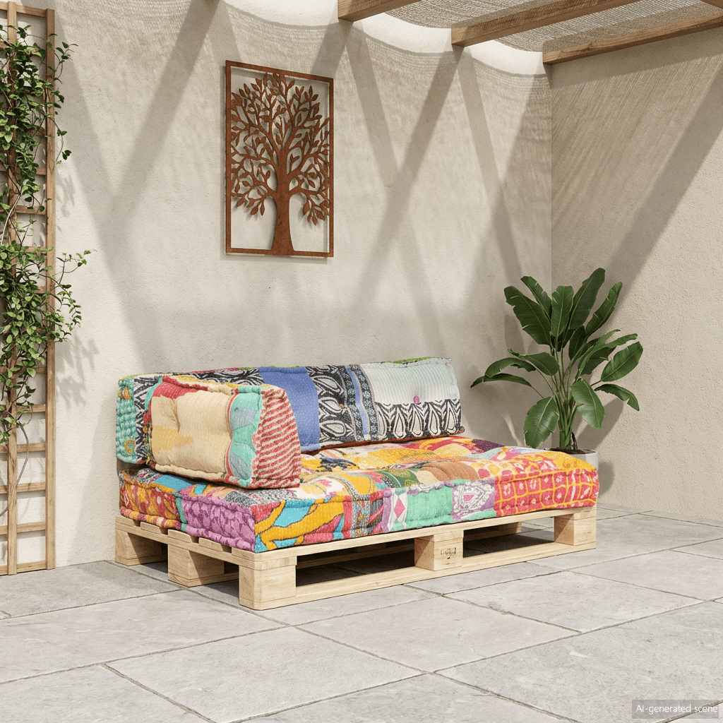 Pallet Sofa Cushion Multicolour Fabric Patchwork
