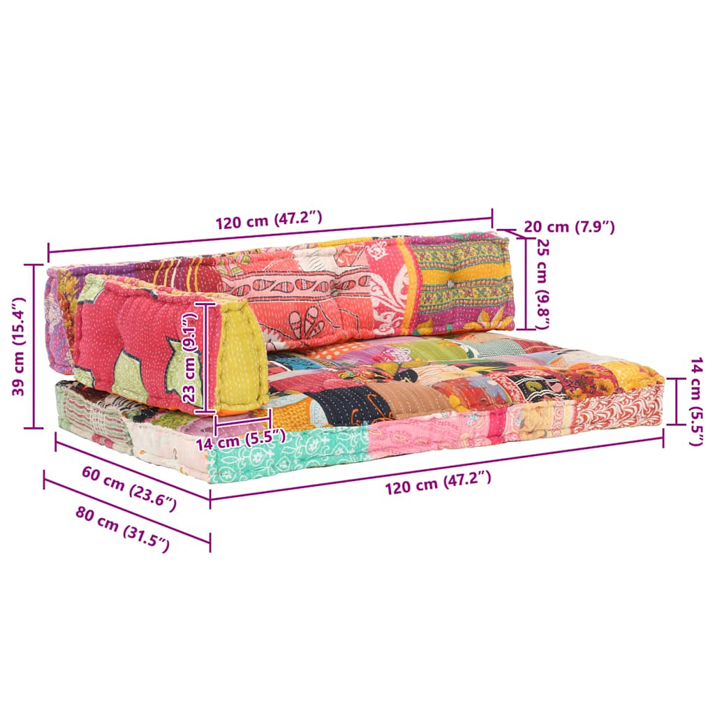 Pallet Sofa Cushion Multicolour Fabric Patchwork