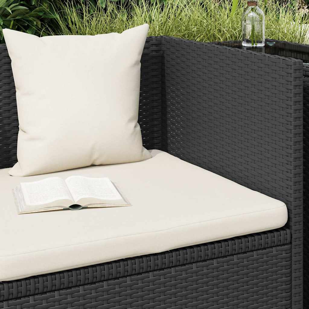 Garden Bed with Cushion & Pillows Poly Rattan Black