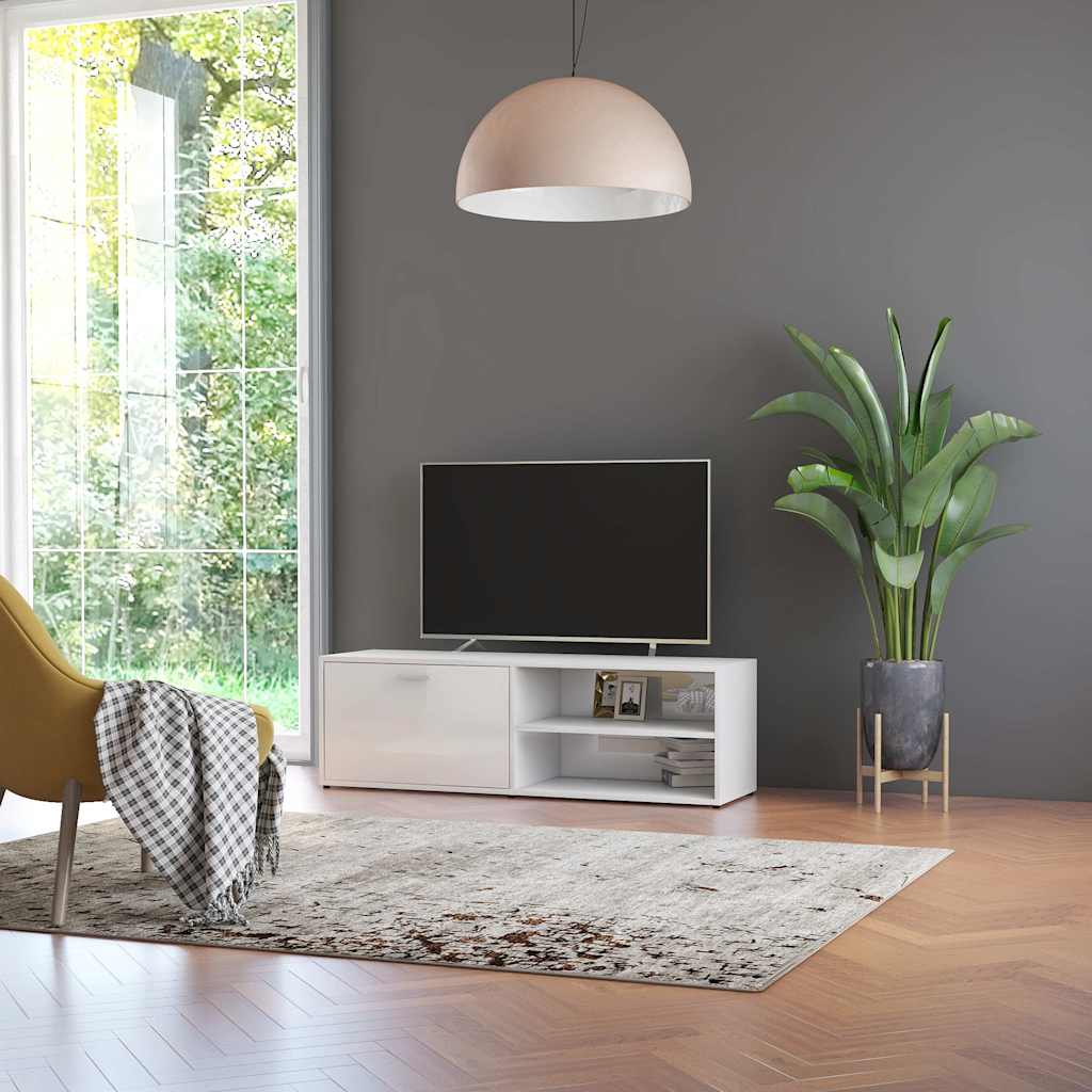 TV Cabinet High Gloss White 120x34x37 cm Engineered Wood