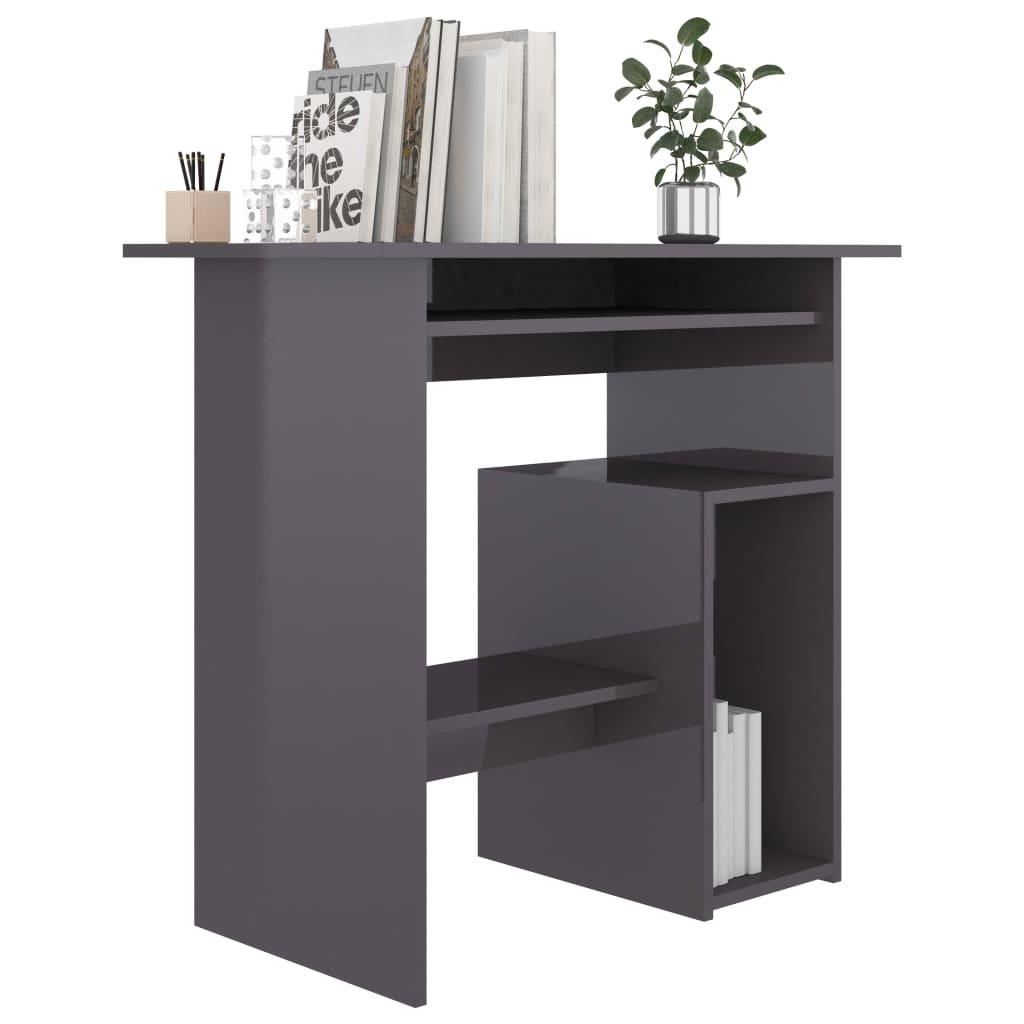 Desk High Gloss Grey 80x45x74 cm Engineered Wood