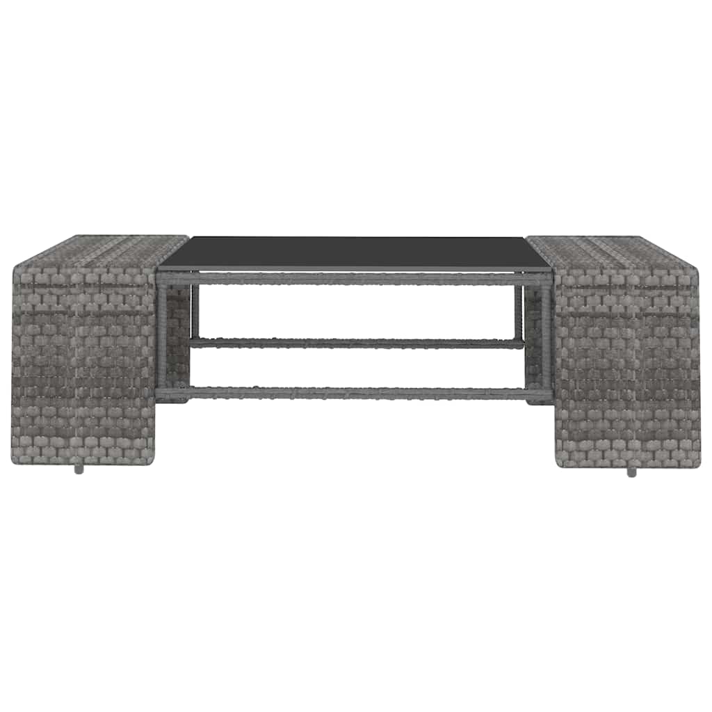 2 Piece Garden Lounge Set Poly Rattan Grey