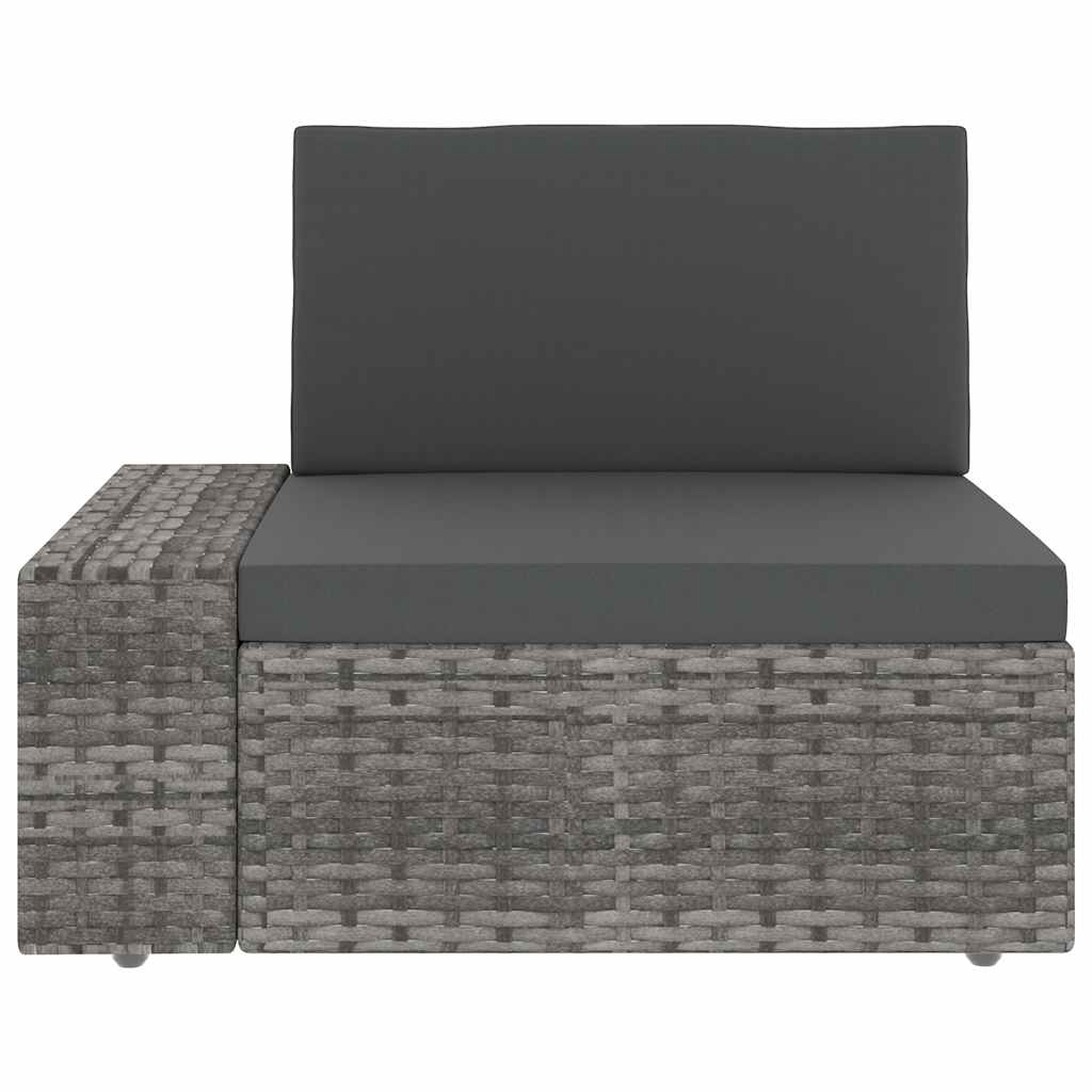 Sectional Sofa 3-Seater Poly Rattan Grey