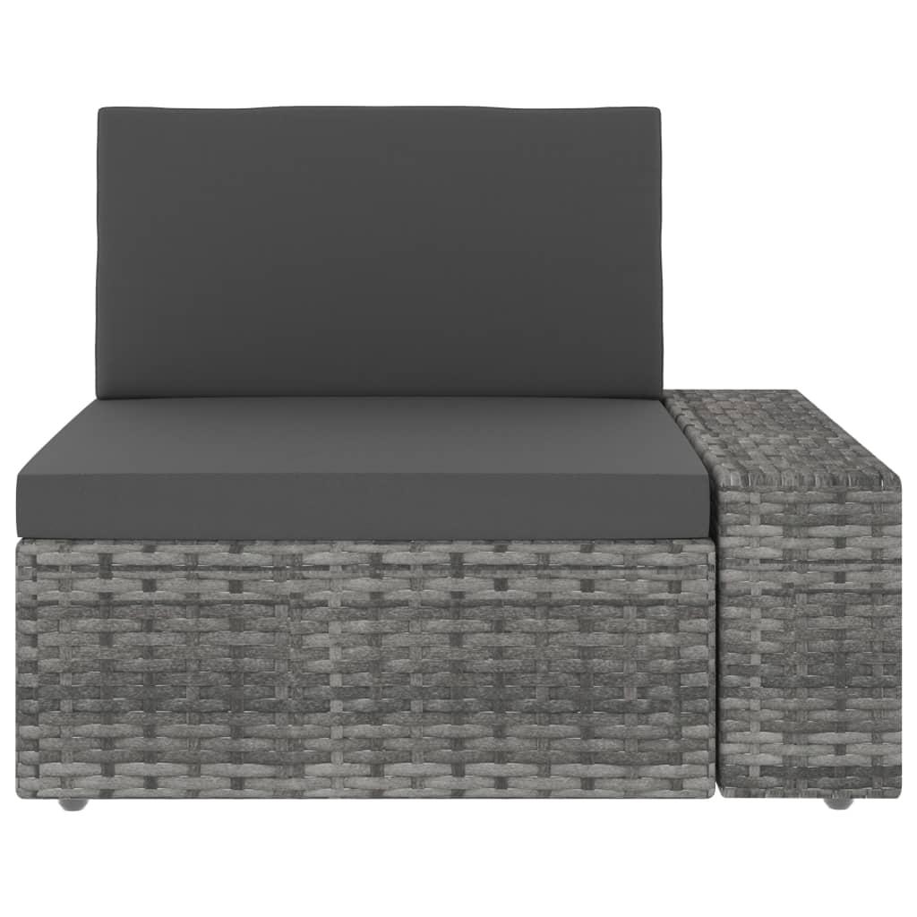 Sectional Sofa 3-Seater Poly Rattan Grey
