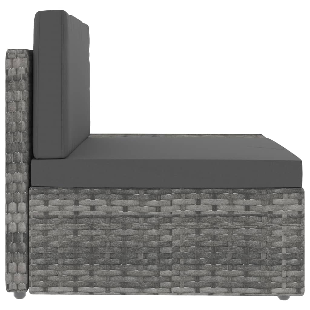 Sectional Sofa 3-Seater Poly Rattan Grey