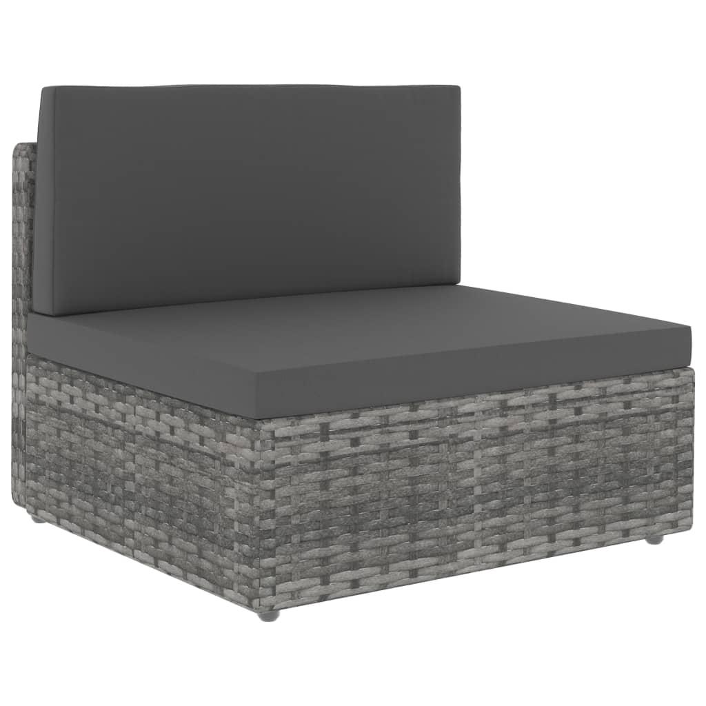 Sectional Sofa 3-Seater Poly Rattan Grey