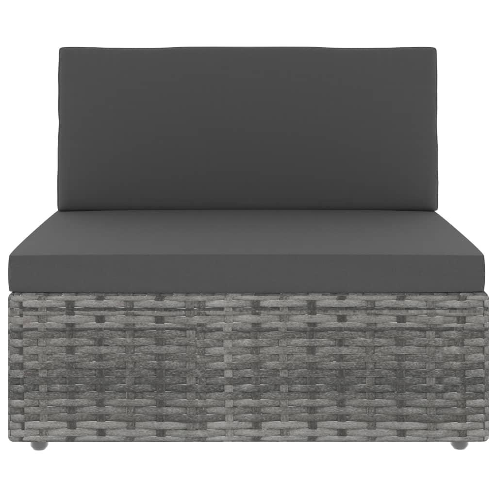 Sectional Sofa 3-Seater Poly Rattan Grey
