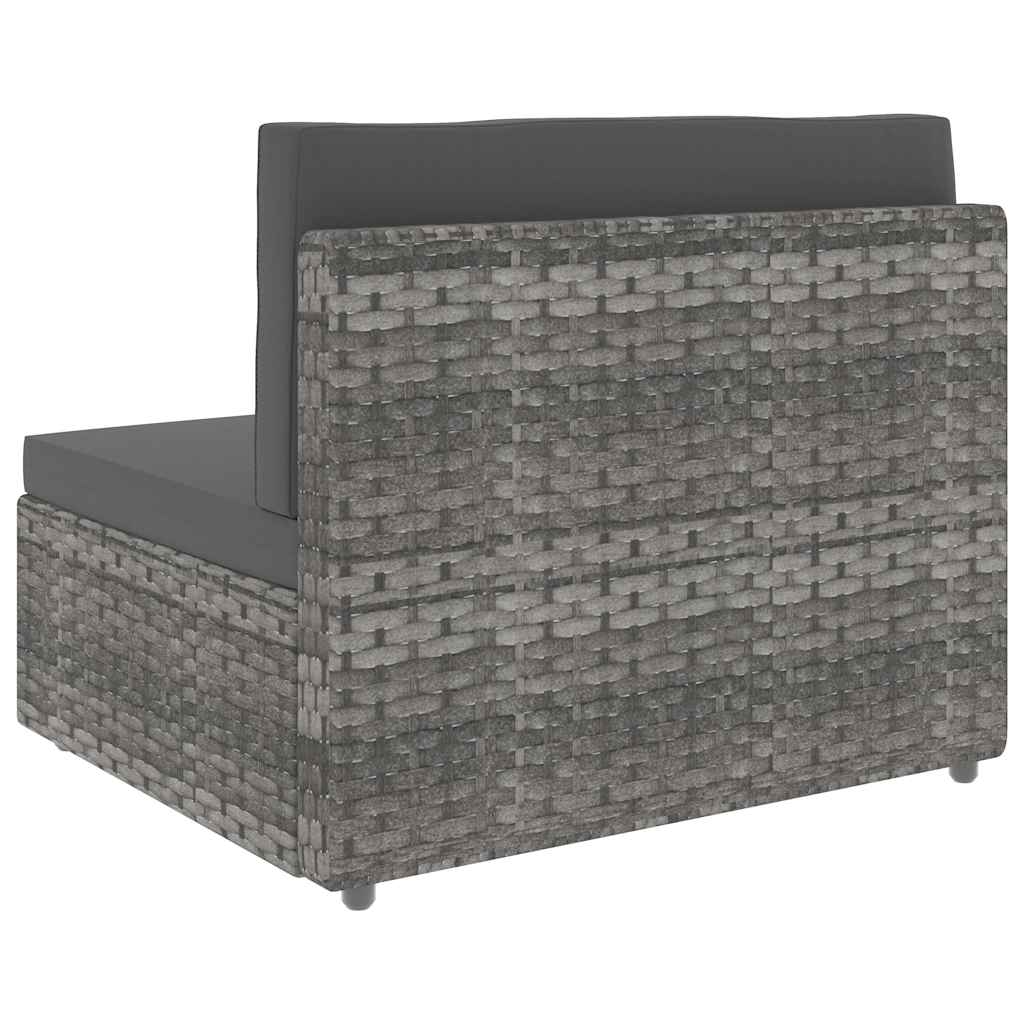 Sectional Sofa 3-Seater Poly Rattan Grey
