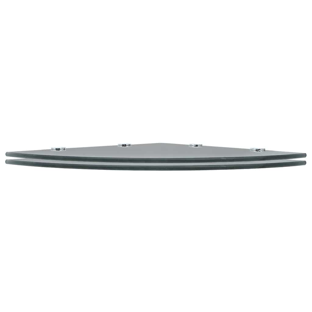 Corner Shelves 2 pcs with Chrome Supports Glass Black 45x45 cm