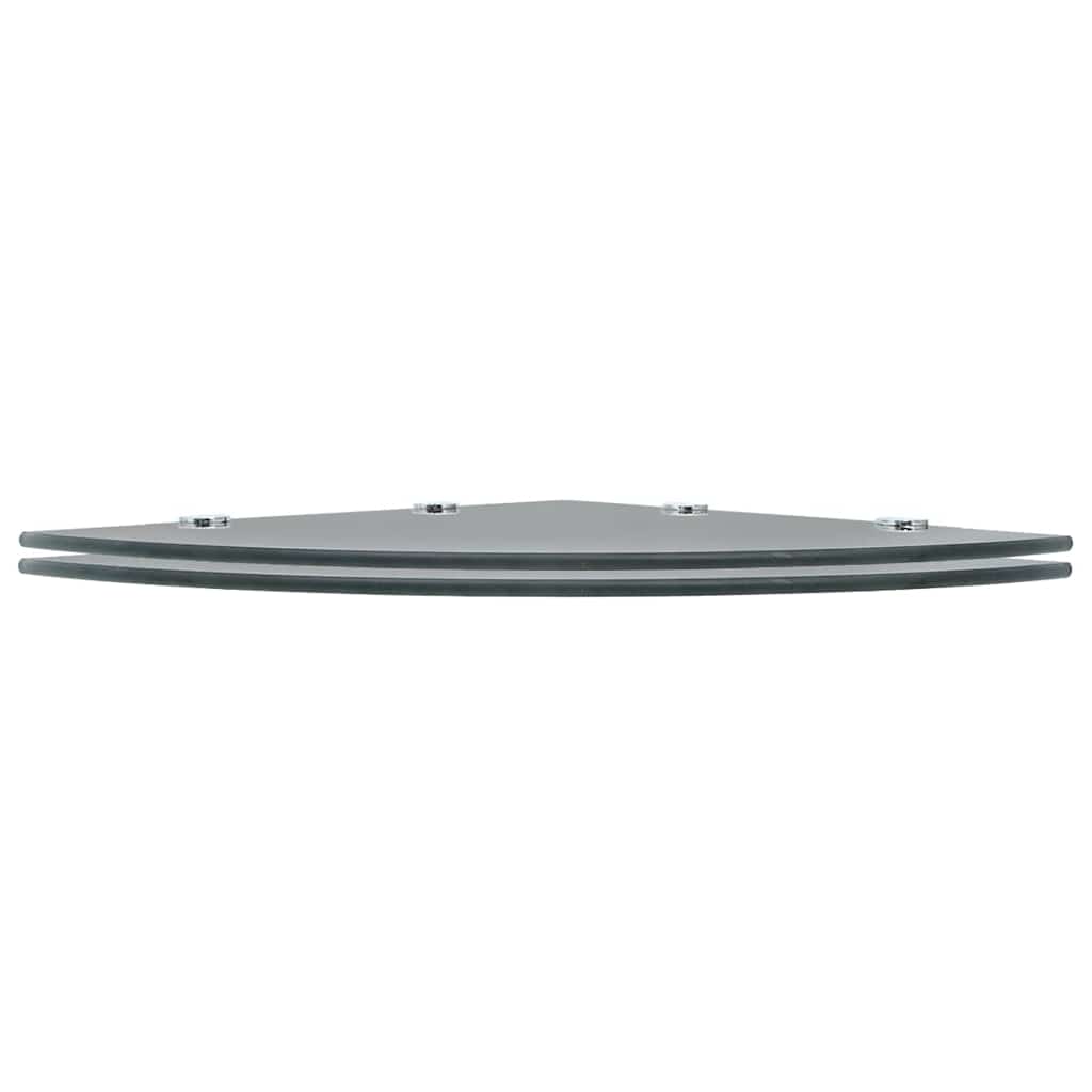 Corner Shelves 2 pcs with Chrome Supports Glass Black 45x45 cm
