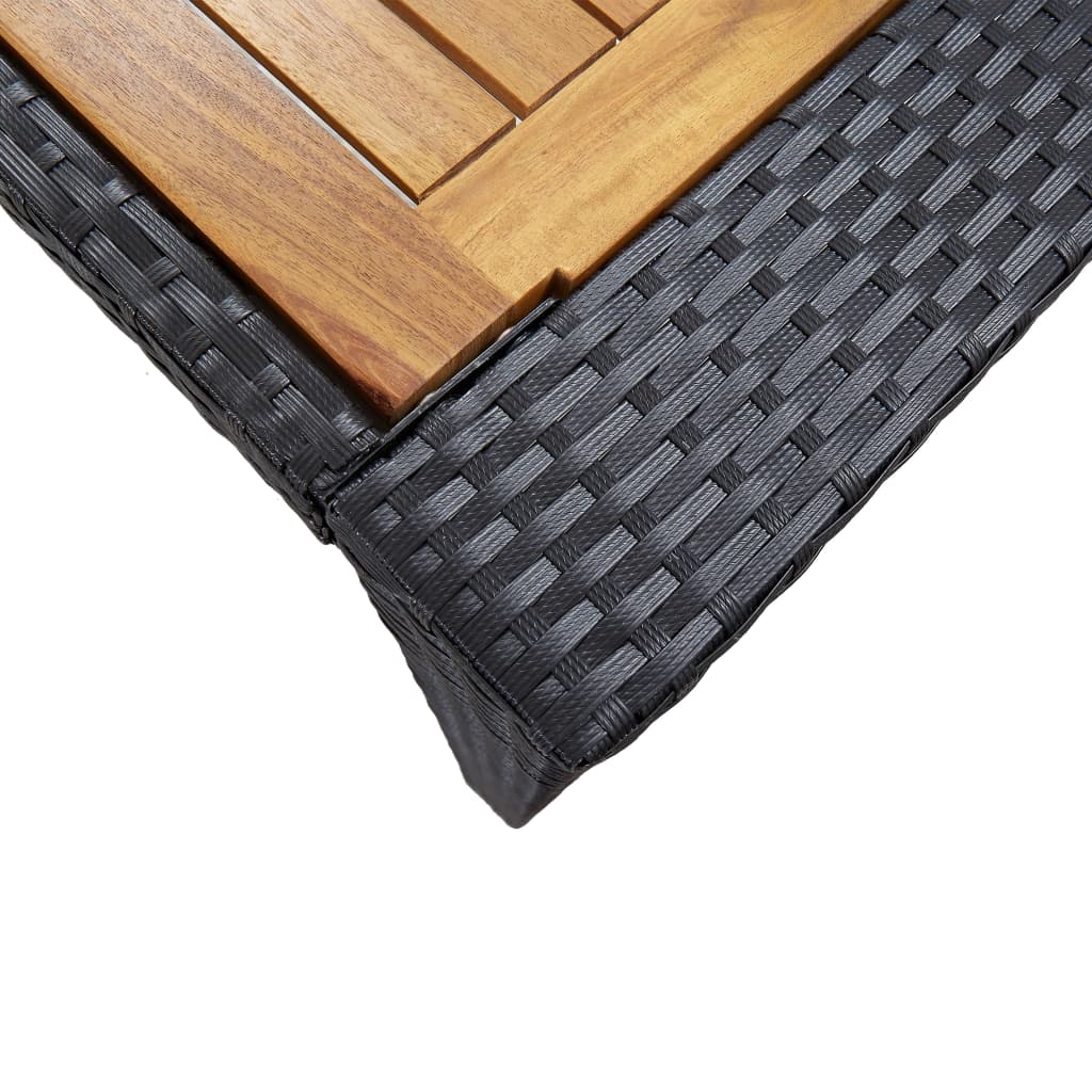 9 Piece Outdoor Bar Set Poly Rattan and Acacia Wood Black