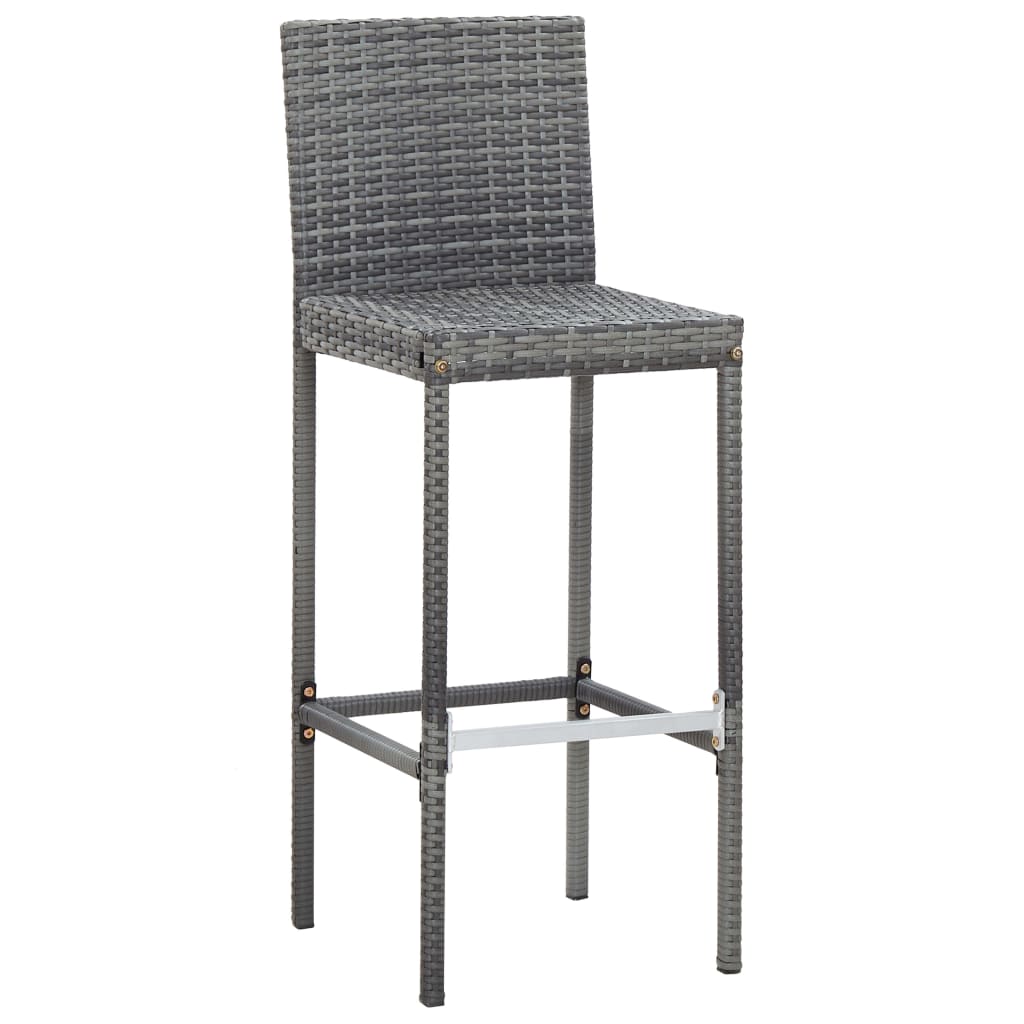 9 Piece Outdoor Bar Set Poly Rattan and Acacia Wood Grey