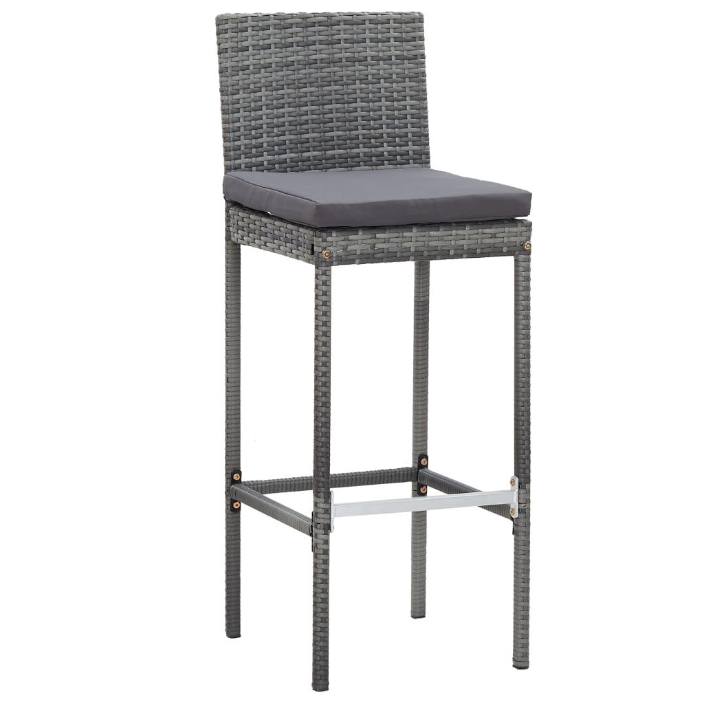 9 Piece Outdoor Bar Set Poly Rattan and Acacia Wood Grey