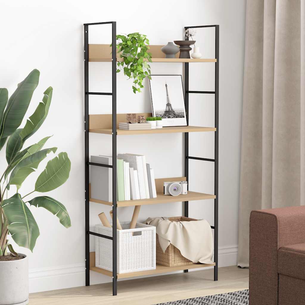 4-Layer Book Shelf Oak 60x27.6x124.5 cm Engineered Wood