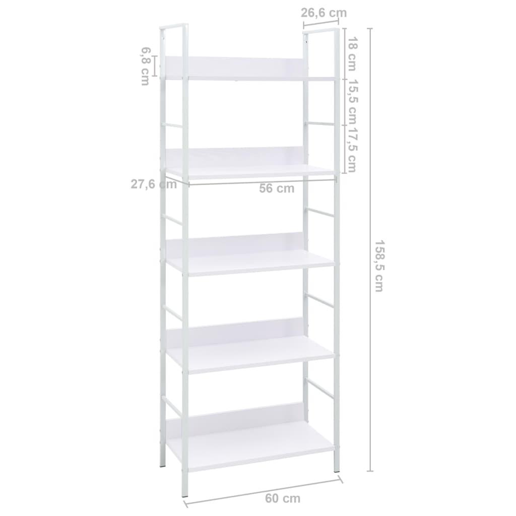 5-Layer Book Shelf White 60x27.6x158.5 cm Engineered Wood