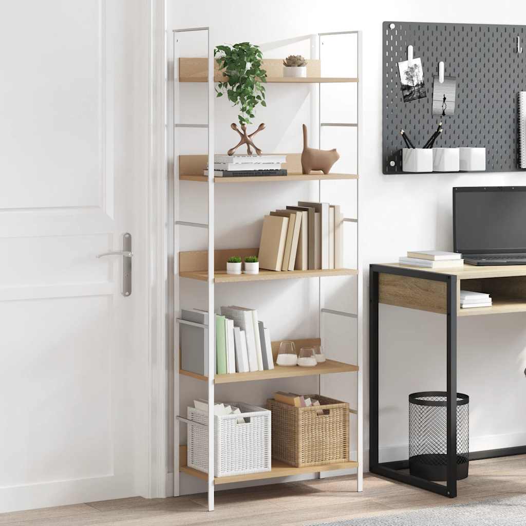 5-Layer Book Shelf Oak 60x27.6x158.5 cm Engineered Wood
