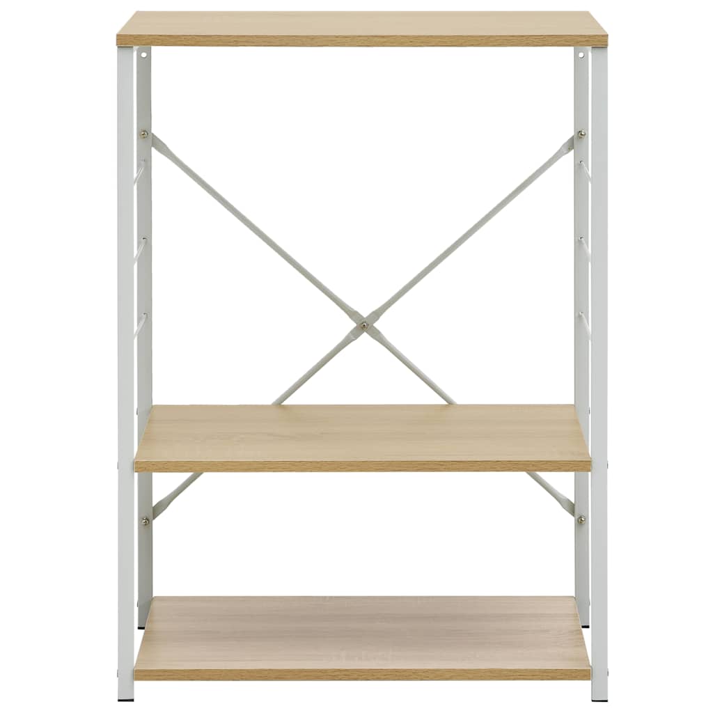 Microwave Cabinet White and Oak 60x39.6x79.5 cm Engineered Wood