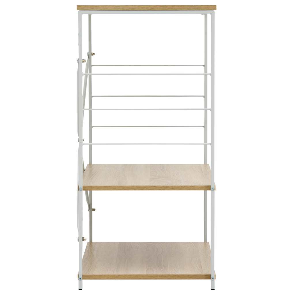Microwave Cabinet White and Oak 60x39.6x79.5 cm Engineered Wood