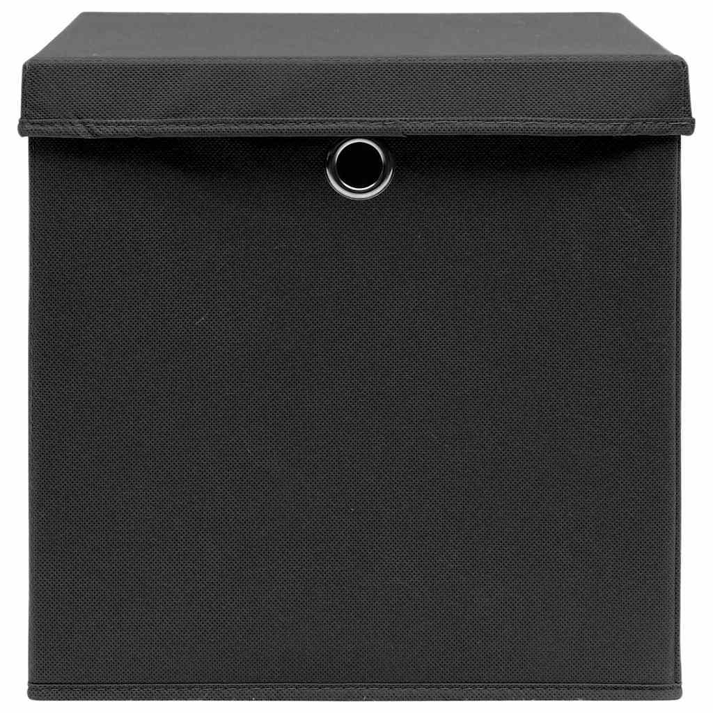 Storage Boxes with Lids 4 pcs Black 32x32x32 cm Fabric