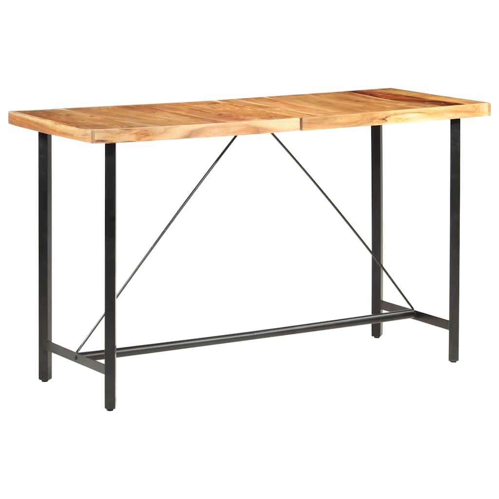 9 Piece Bar Set Solid Acacia Wood, Genuine Leather & Canvas