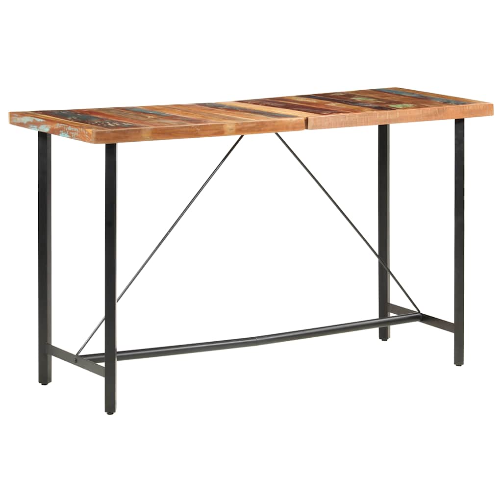 9 Piece Bar Set Solid Reclaimed Wood, Genuine Leather & Canvas