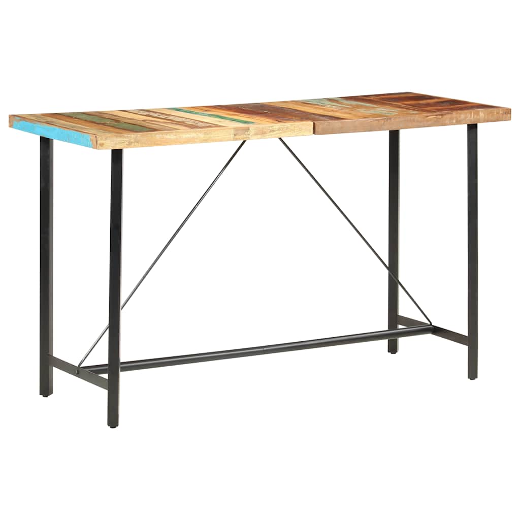 9 Piece Bar Set Solid Reclaimed Wood, Genuine Leather & Canvas