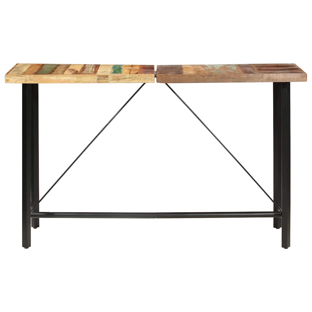 9 Piece Bar Set Solid Reclaimed Wood, Genuine Leather & Canvas