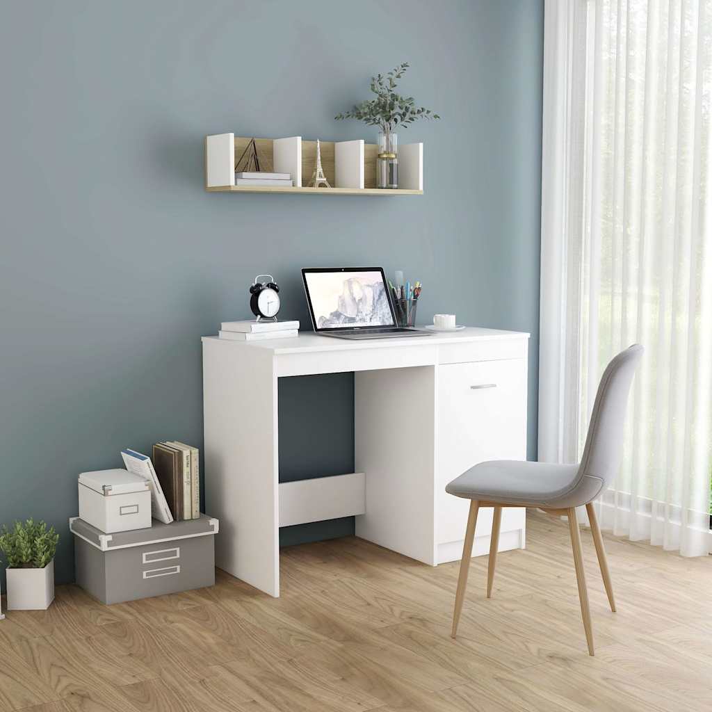 Desk White 100x50x76 cm Engineered Wood