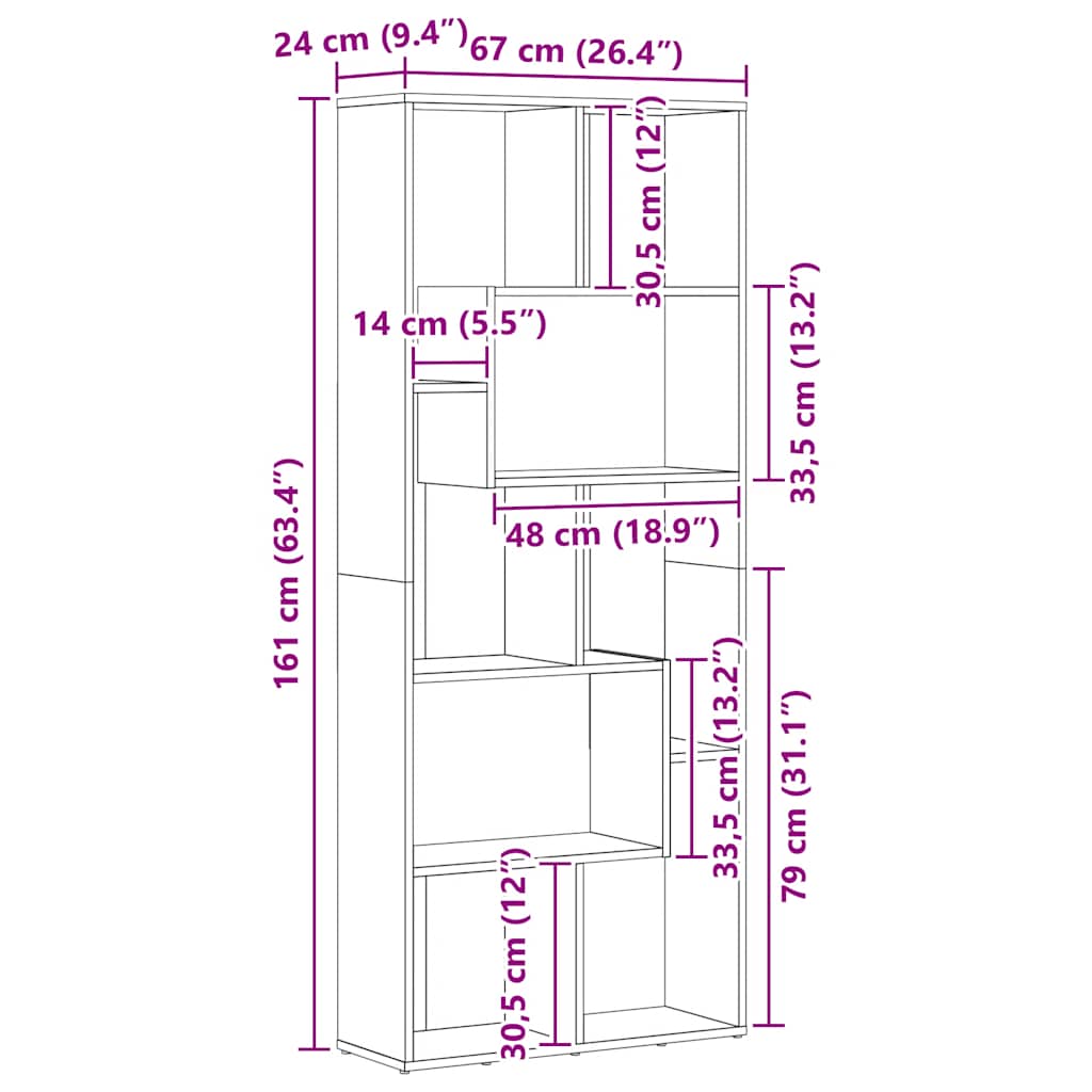 Book Cabinet High Gloss White 67x24x161 cm Engineered Wood