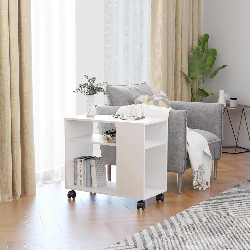Side Table White 70x35x60.5 cm Engineered Wood