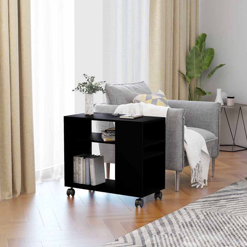 Side Table Black 70x35x60.5 cm Engineered Wood