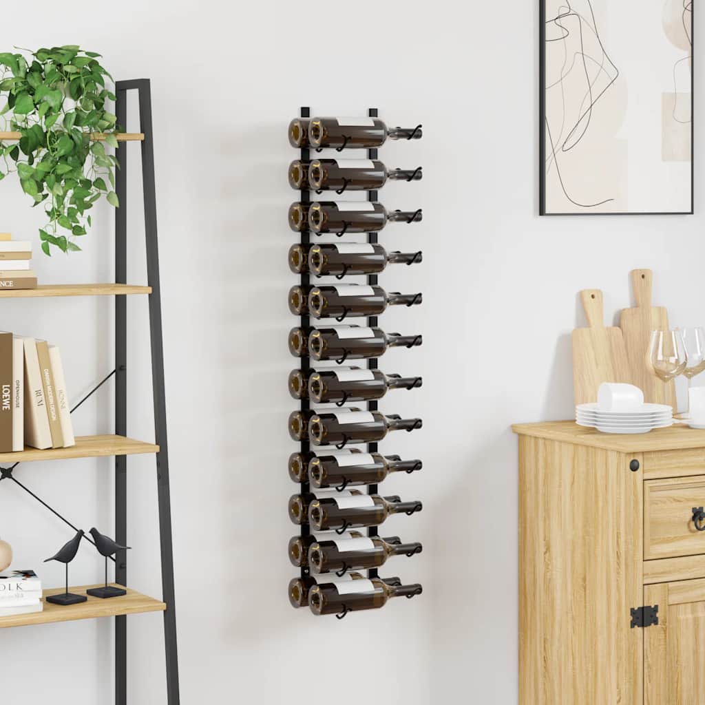 Wall-mounted Wine Rack for 24 Bottles Black Iron