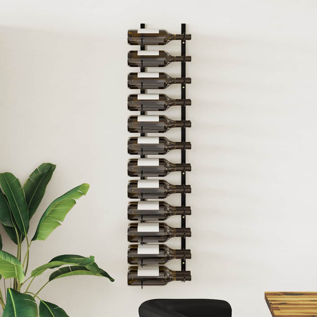 Wall-mounted Wine Rack for 24 Bottles Black Iron
