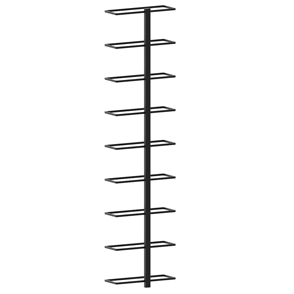 Wall-mounted Wine Rack for 9 Bottles Black Iron