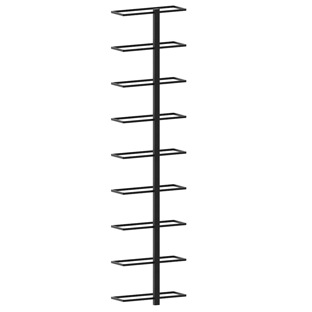 Wall-mounted Wine Rack for 9 Bottles Black Iron