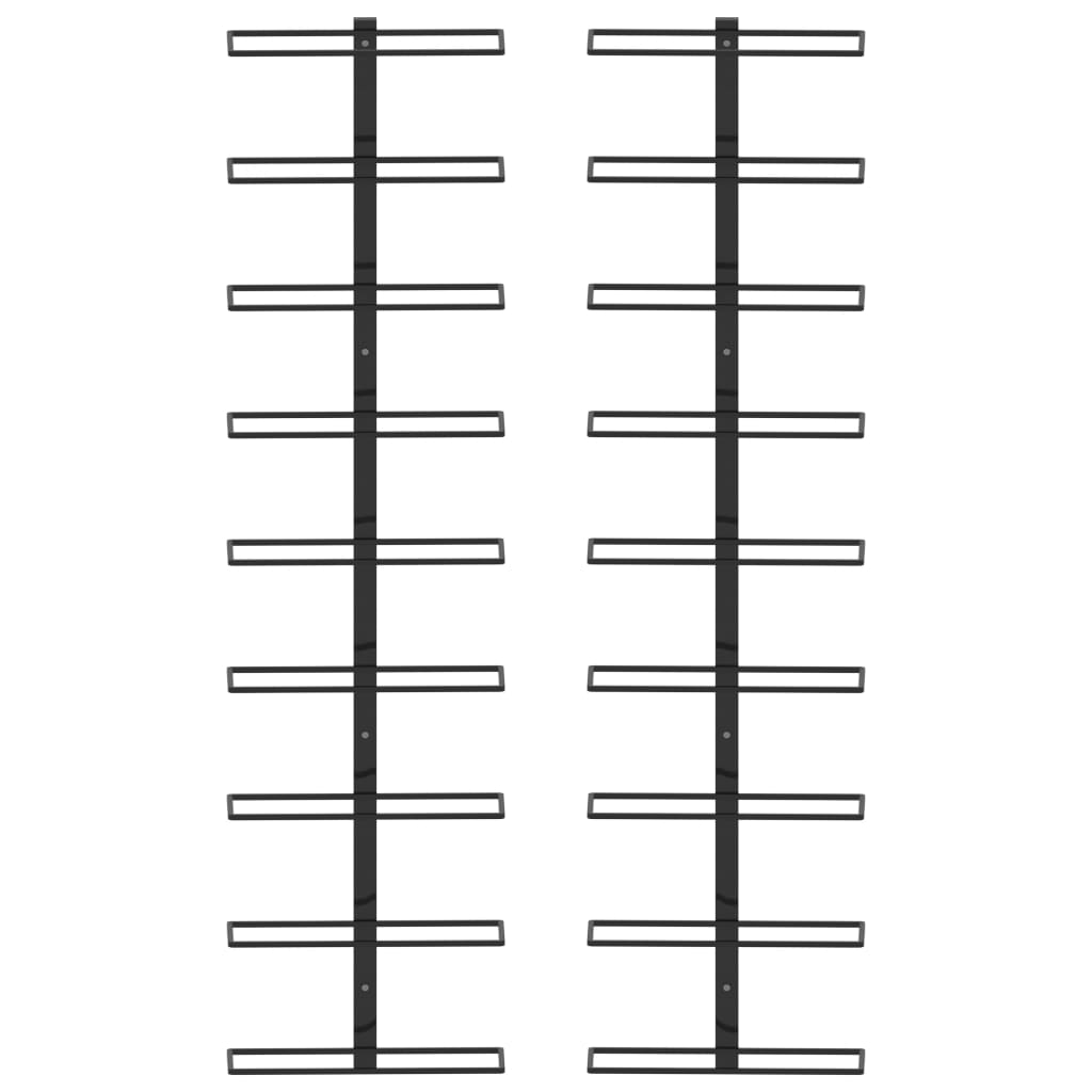 Wall-mounted Wine Racks for 18 Bottles 2 pcs Black Iron