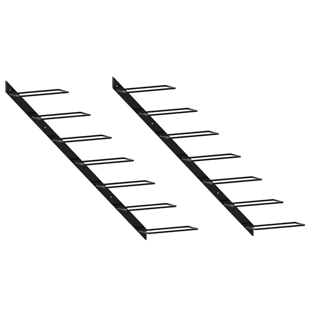 Wall-mounted Wine Racks for 14 Bottles 2 pcs Black Metal
