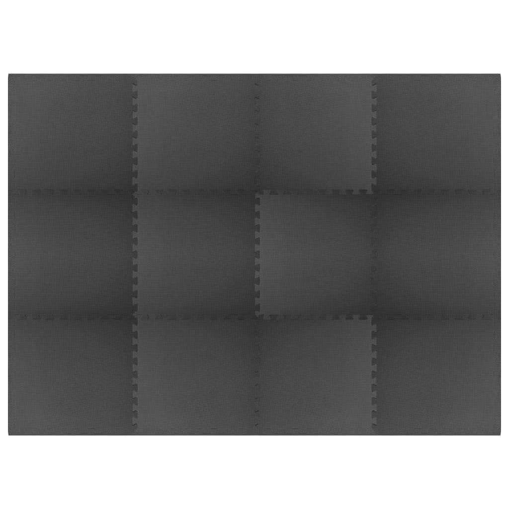 Floor Mats 12 pcs 4.32 m² EVA Foam Black