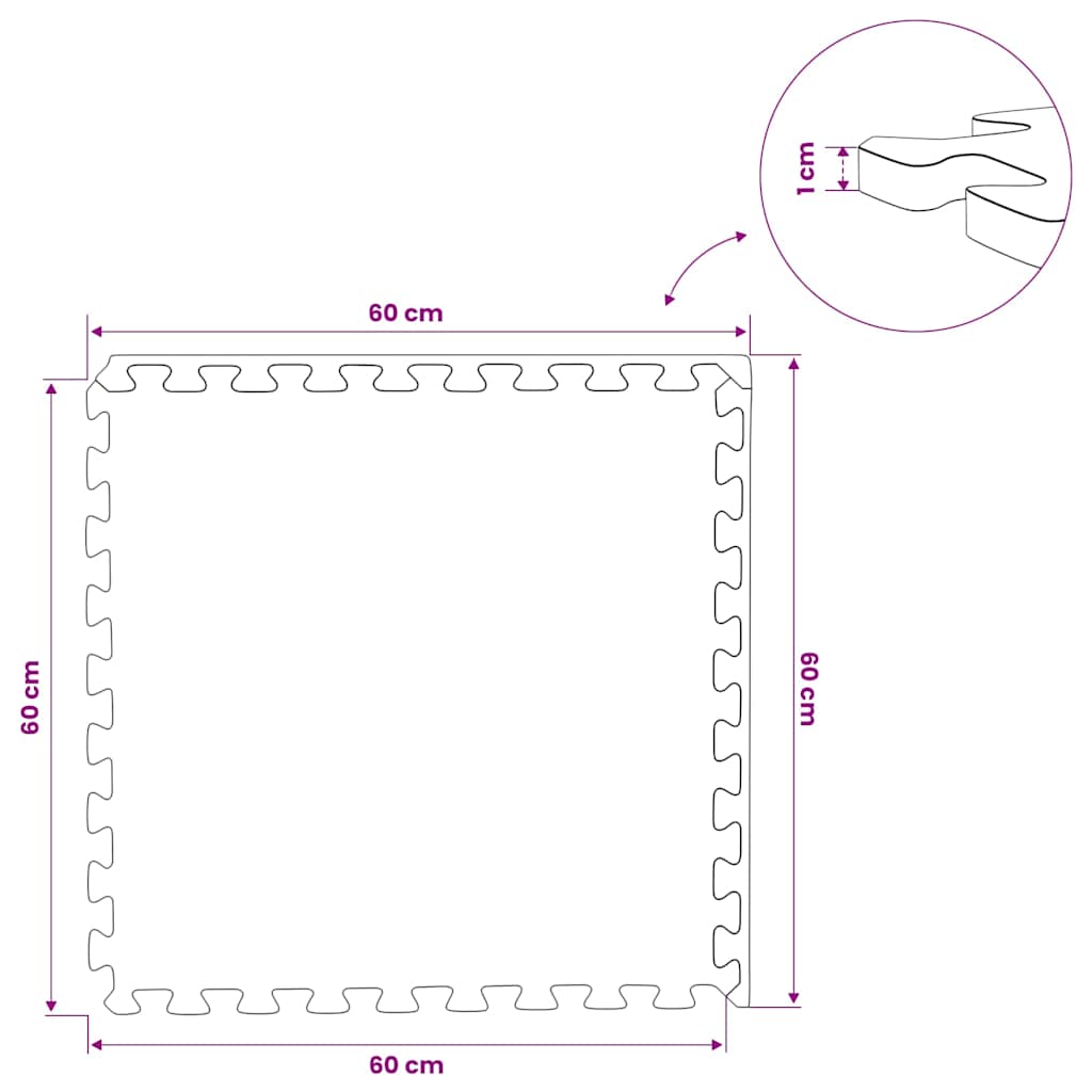 Floor Mats 12 pcs 4.32 m² EVA Foam Black