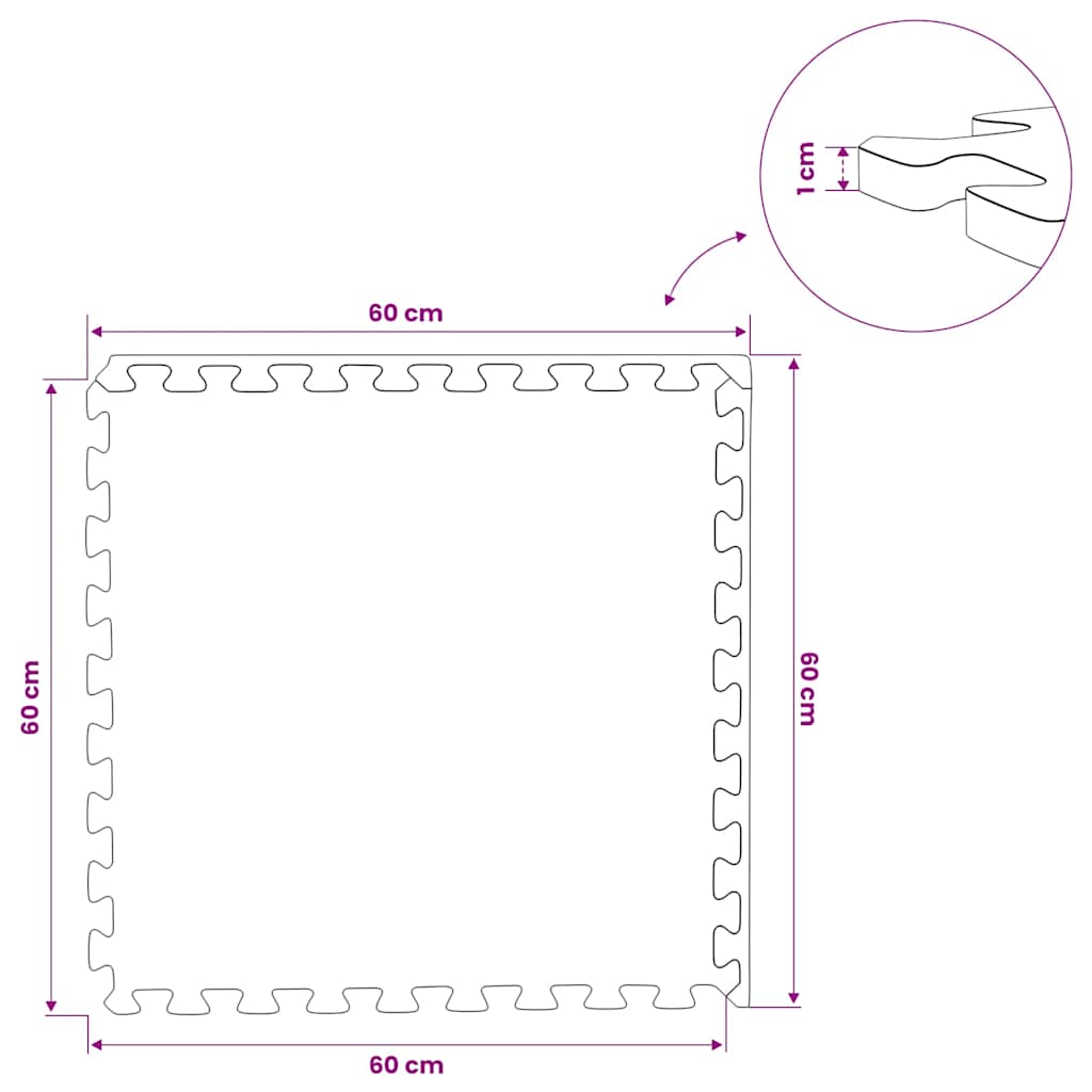 Floor Mats 12 pcs 4.32 m² EVA Foam Black