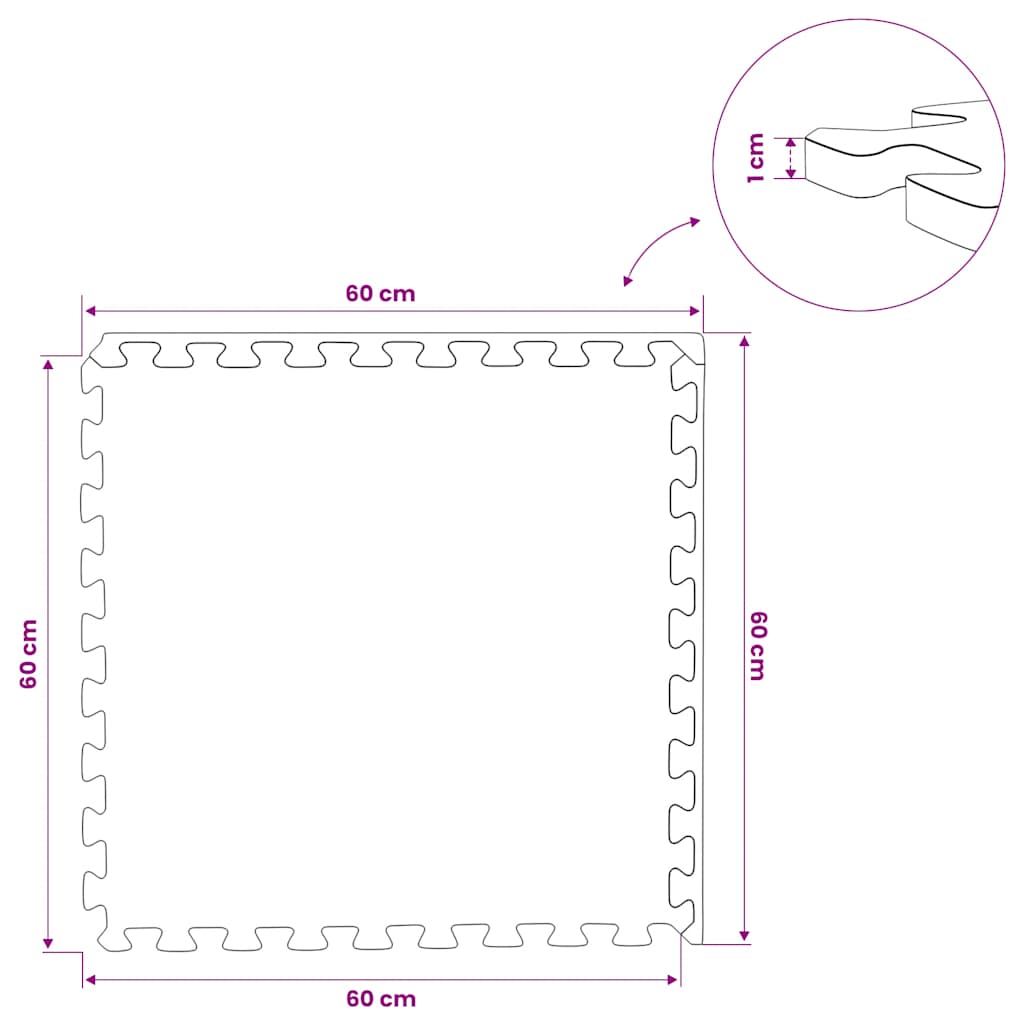 Floor Mats 24 pcs 8.64 m² EVA Foam Black