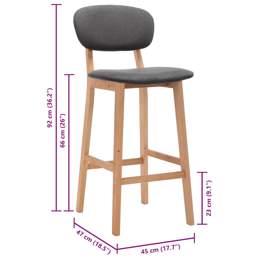 Bar Stools 2 pcs Dark Grey Fabric